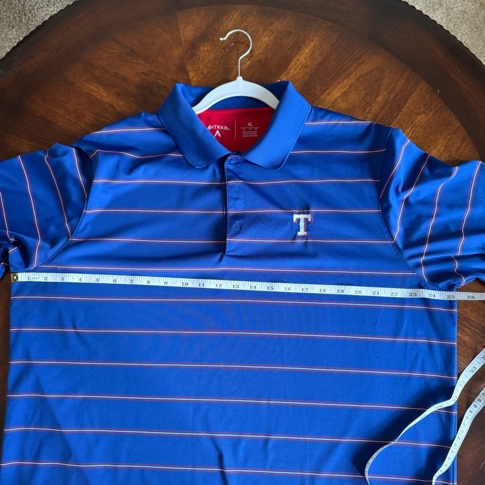 Antigua Texas Rangers Men’s MLB Short Sleeve Royal Blue Striped Polo Shirt XL - Picture 4 of 8